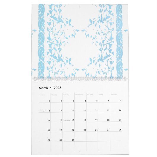 ein Haufen grüner Blume auf weißem Hintergrund Kalender (Mär 2026)