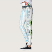 ein Haufen grüner Blume auf weißem Hintergrund Leggings (Links)