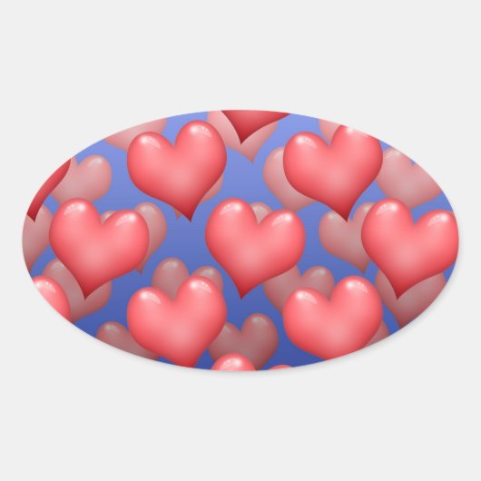 Ein Haufen Herz Ovaler Aufkleber (Vorderseite)
