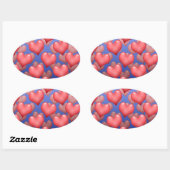 Ein Haufen Herz Ovaler Aufkleber (Blatt)