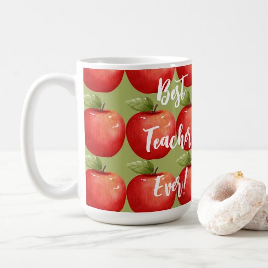 Ein Haufen köstlicher Red Apples Bester Lehrer jem Kaffeetasse (Mit Donut)