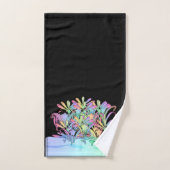 Ein Haufen pastellfarbene Blume schwarz Badhandtuch Set (Handtuch)