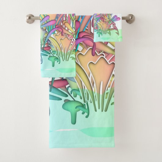 Ein Haufen pastellfarbener Blume Badhandtuch Set (Insitu)