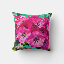 Ein Haufen rosa Blume Kissen