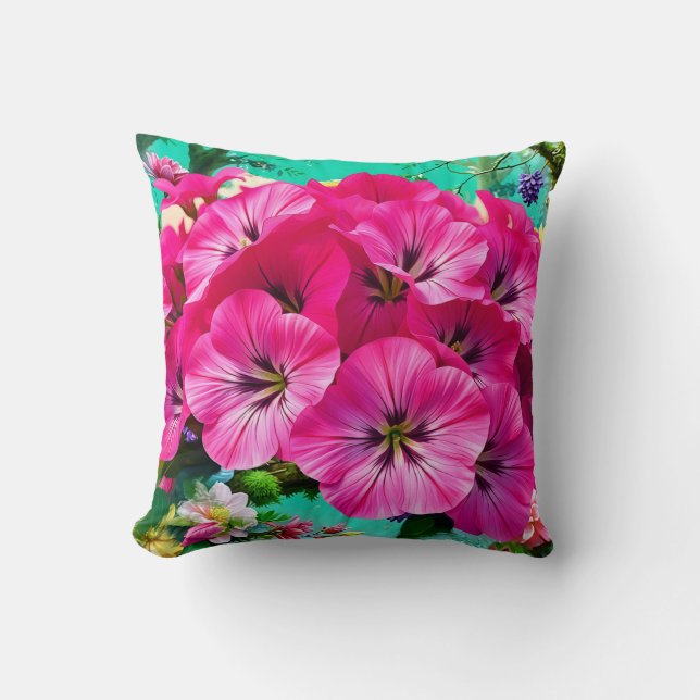 Ein Haufen rosa Blume Kissen (Vorderseite)