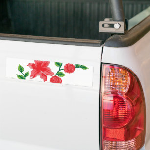 ein Haufen roter Blume auf weißem Hintergrund Autoaufkleber