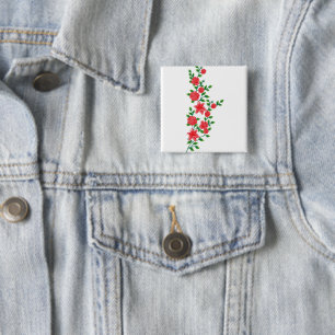 ein Haufen roter Blume auf weißem Hintergrund Button