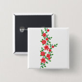 ein Haufen roter Blume auf weißem Hintergrund Button (Vorne & Hinten)