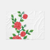 ein Haufen roter Blume auf weißem Hintergrund Fleecedecke (Vorderseite (Horizontal))