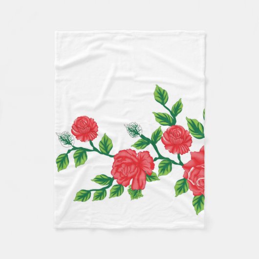 ein Haufen roter Blume auf weißem Hintergrund Fleecedecke (Vorderseite)