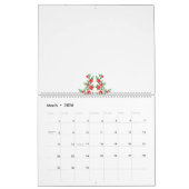 ein Haufen roter Blume auf weißem Hintergrund Kalender (Mär 2026)