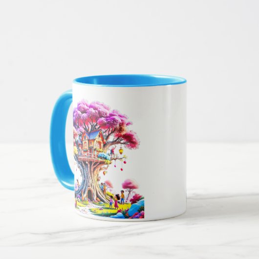 Ein Haus, das in einem magischen Baum vergraben is Tasse (Vorderseite Links)
