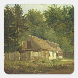 Ein Haus im Frederiksdal Wald nahe Quadratischer Aufkleber