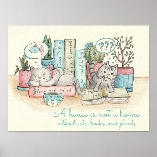 Ein Haus ist keine Zuhause ohne Katzen, Bücher und Poster (Vorne)