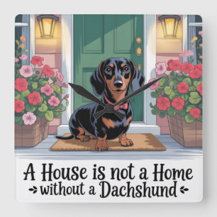 Ein Haus ist ohne einen Dachshund kein Zuhause Quadratische Wanduhr