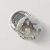 Ein Haus mit Weihnachtsbaum und Zaun Button (Vorne & Hinten)