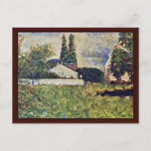 Ein Haus unter den Bäumen von Seurat Georges Postkarte