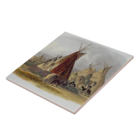 Ein Haut-Häuschen eines Assiniboin Leiters, Fliese (Seite)