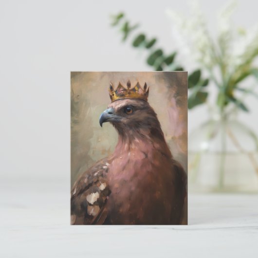 Ein Hawk mit einer Krone Postkarte (Stehend Vorderseite)