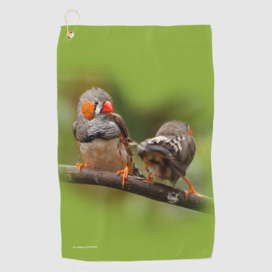 Ein heikles Paar Zebra Finches Golfhandtuch (Vorderseite)