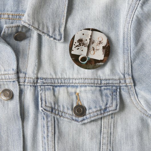 Ein heißer Schlammkaffee mit festem Buch und Bohne Button (Beispiel)