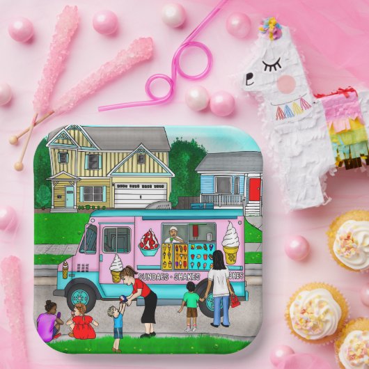 Ein heißer Sommertag | Eine Illustration Pappteller (Party)