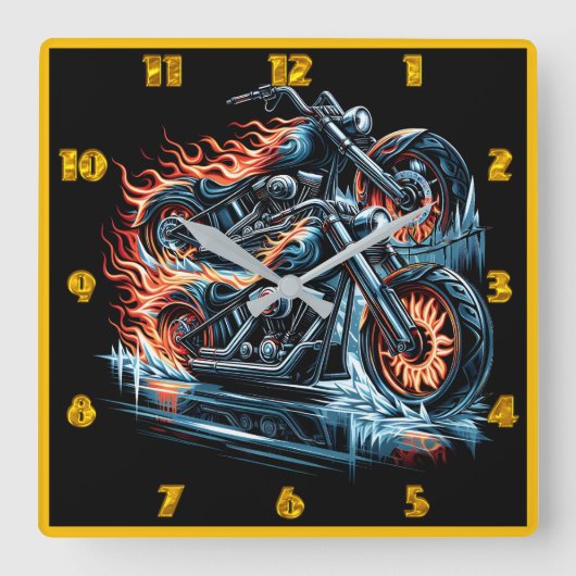 Ein heißes Fahrrad in einer gefrorenen Welt Quadratische Wanduhr (Vorderseite)