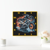 Ein heißes Fahrrad in einer gefrorenen Welt Quadratische Wanduhr (Zuhause)