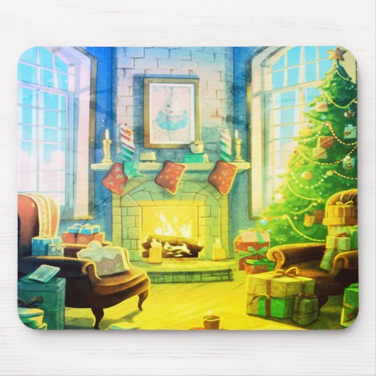 Ein hellgrünes, fröhliches Weihnachts-Cushiony-Lap Mousepad (Vorne)