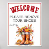 Ein herbstliches Bitte-Schuhe-Ausziehen-Schild Poster (Vorne)