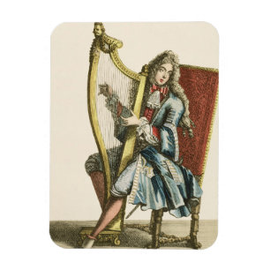 Ein Herr, der die Harfe (Stich, spielt) Magnet