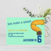 ein herrlich blauer und grüner Wasserrutschfest Einladung (Stehend Vorderseite)