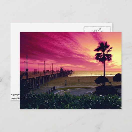 Ein herrlicher Sonnenuntergang am Pier, Huntington Postkarte (Vorne/Hinten)