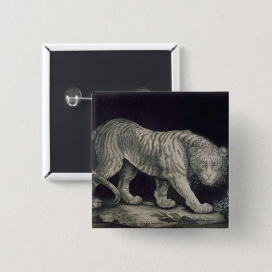 Ein herumstreichender Tiger (Bleistift auf Papier) Button (Vorne & Hinten)