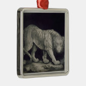 Ein herumstreichender Tiger (Bleistift auf Papier) Ornament Aus Metall (Rechts)