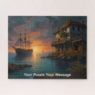 Ein heruntergekommenes verlassenes Boot Kunstwerk Puzzle