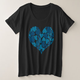 Ein Herz aus Herzen Romantisches Design Pastellbla Große Größe T-Shirt