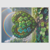 Ein Herz aus Kleeblättern unter dem Regenbogen Seidenpapier (Vorderseite)