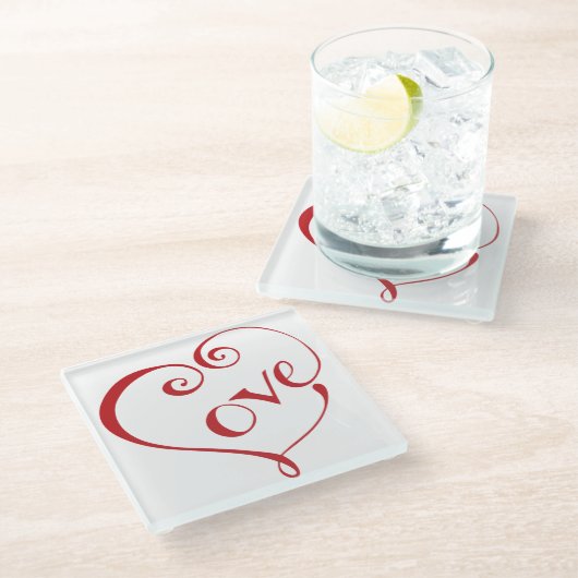 Ein Herz aus Liebe am Roten Platz Glasuntersetzer (Schrägansicht)
