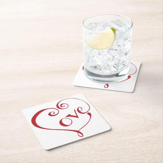 Ein Herz aus Liebe in Rot Rechteckiger Pappuntersetzer (Vor Ort)