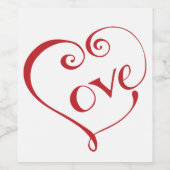 Ein Herz aus Liebe in Rot Weinetikett (Einzelnes Label)