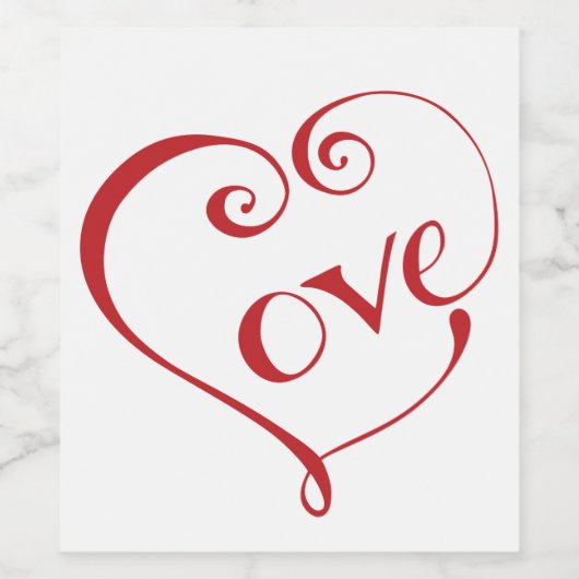Ein Herz aus Liebe in Rot Weinetikett (Einzelnes Label)