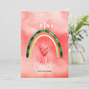 Ein Herz aus Wassermelone zum ersten Geburtstag Einladung