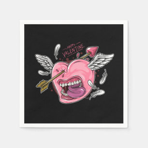 ein Herz der Liebe mit Lippen und Flügeln, die von Serviette