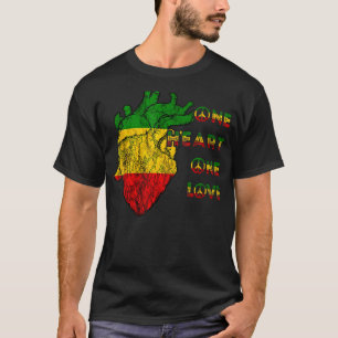Ein Herz eine Liebe Rasta Reggae Peace Rastafarian T-Shirt