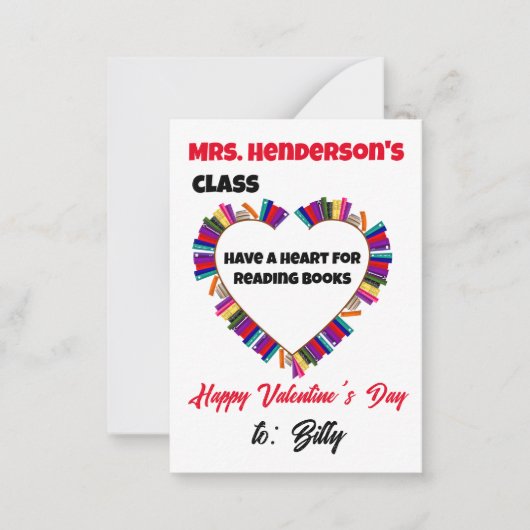 Ein Herz für das Lesen der Lehrerklasse Valentine Mitteilungskarte (Vorderseite)