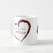 Ein Herz für Gerechtigkeits-Tasse Kaffeetasse (Vorderseite Links)