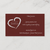 Ein Herz für Gerechtigkeitskarten (Kastanienbraun) Visitenkarte (Rückseite)