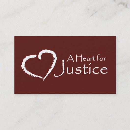Ein Herz für Gerechtigkeitskarten (Kastanienbraun) Visitenkarte (Vorderseite)