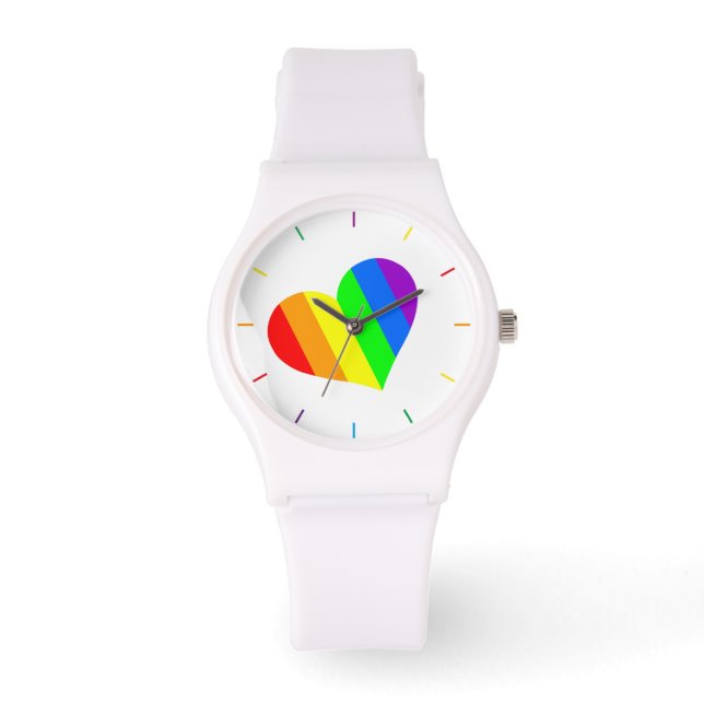 Ein Herz in Regenbogenfarben Armbanduhr (Vorderseite)
